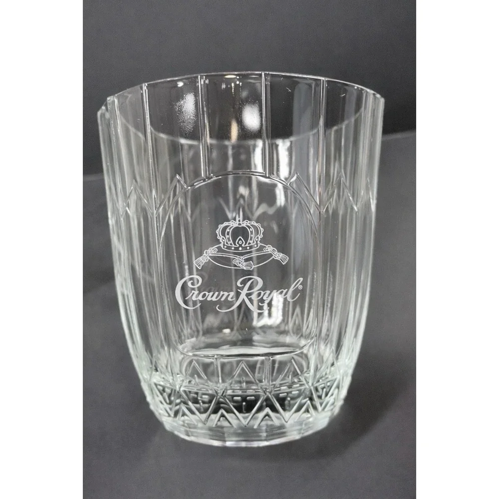 Crown Royal Whiskey Rocks Glass with White Logo VonPok Made In Italy‎